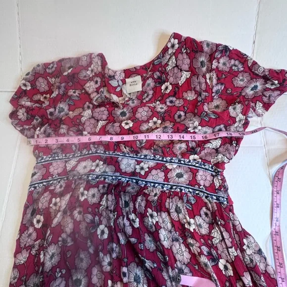Knox Rose Red Floral Boho Midi Dress Size L | V-Neck Tiered Cottagecore - Picture 11 of 13